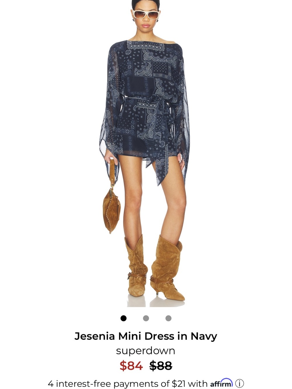 ISO Jesenia Bandana-Print Mini Dress in Navy
